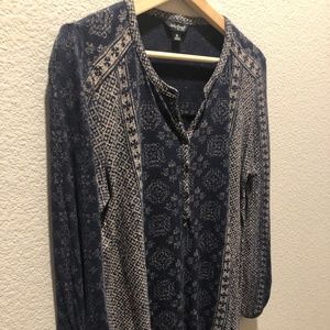 Lucky Brand | Blue Long Sleeve Tunic V Neck